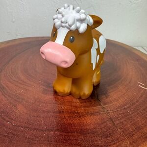 Fisher-Price Little People Caring Animals Barn Farm Brown White Cow Figure Toy